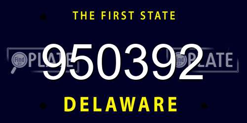 950392 Delaware License Plate