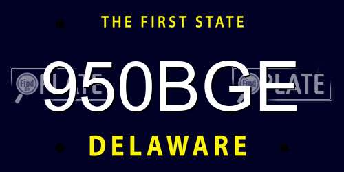 950BGE Delaware License Plate