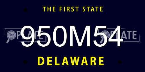 950M54 Delaware License Plate