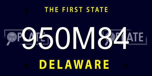 950M84 Delaware License Plate