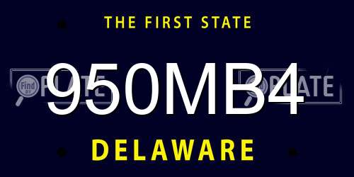 950MB4 Delaware License Plate