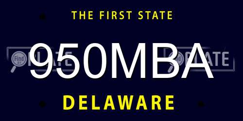 950MBA Delaware License Plate