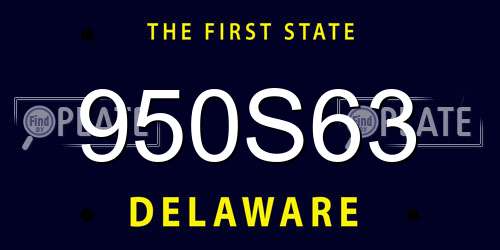 950S63 Delaware License Plate
