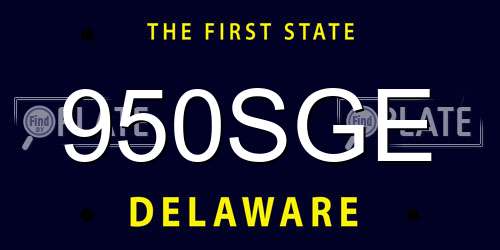 950SGE Delaware License Plate