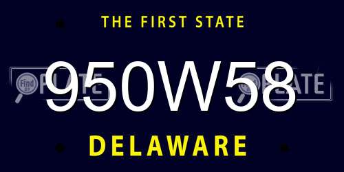 950W58 Delaware License Plate