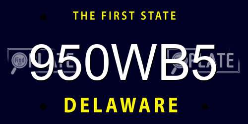 950WB5 Delaware License Plate