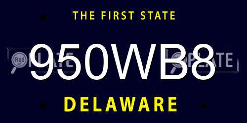 950WB8 Delaware License Plate
