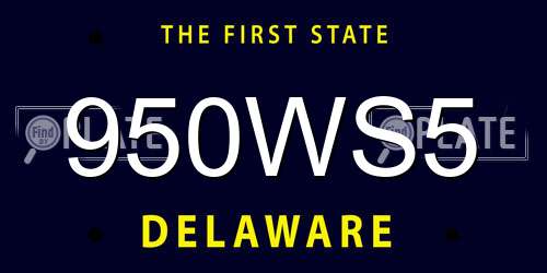 950WS5 Delaware License Plate