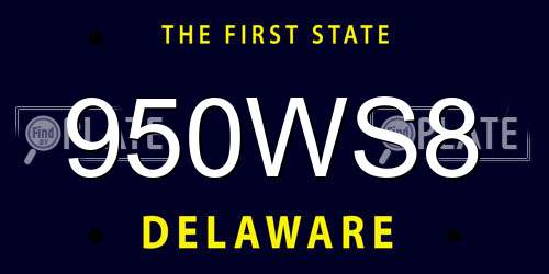 950WS8 Delaware License Plate