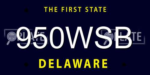 950WSB Delaware License Plate