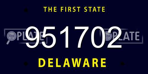 951702 Delaware License Plate
