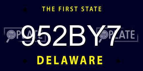 952BY7 Delaware License Plate