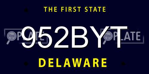 952BYT Delaware License Plate