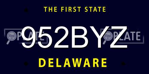 952BYZ Delaware License Plate