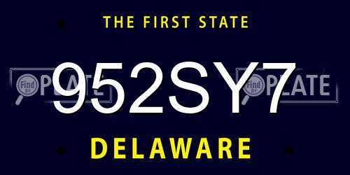 952SY7 Delaware License Plate