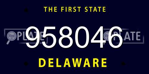 958046 Delaware License Plate