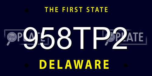 958TP2 Delaware License Plate