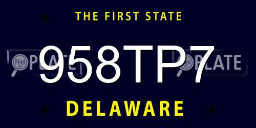 958TP7 Delaware License Plate
