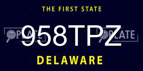 958TPZ Delaware License Plate