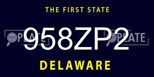 958ZP2 Delaware License Plate