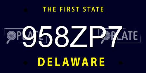 958ZP7 Delaware License Plate