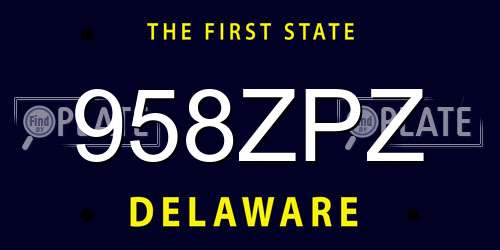 958ZPZ Delaware License Plate