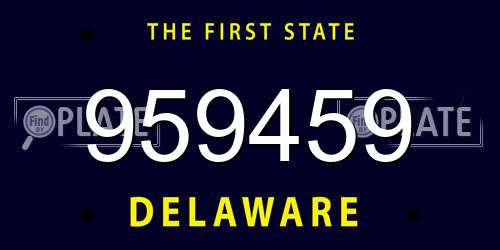 959459 Delaware License Plate