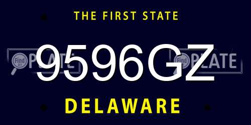 9596GZ Delaware License Plate