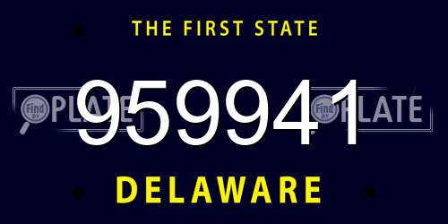 959941 Delaware License Plate
