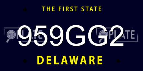 959GG2 Delaware License Plate