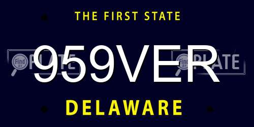 959VER Delaware License Plate