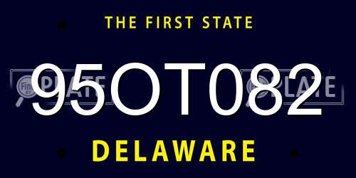 95OT082 Delaware License Plate