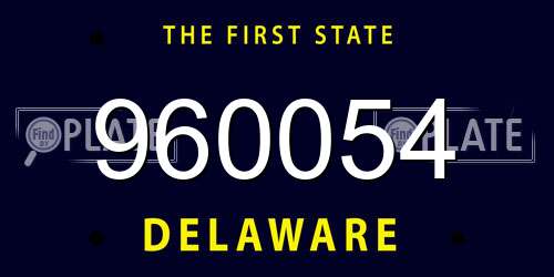 960054 Delaware License Plate