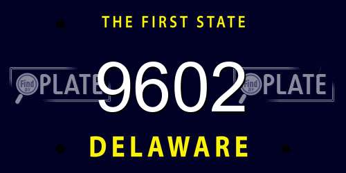 9602 Delaware License Plate