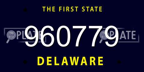 960779 Delaware License Plate