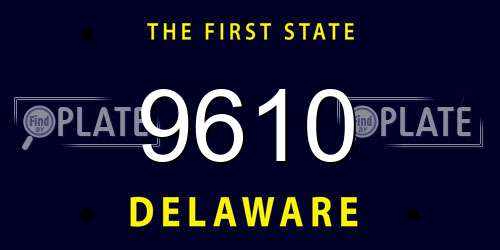 9610 Delaware License Plate