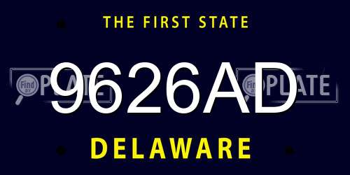 9626AD Delaware License Plate