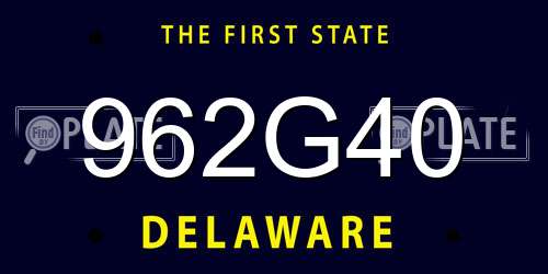 962G40 Delaware License Plate