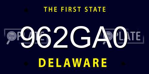 962GA0 Delaware License Plate