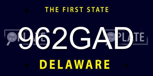962GAD Delaware License Plate