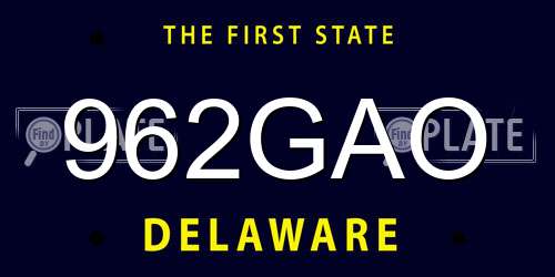 962GAO Delaware License Plate