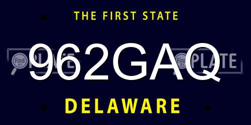 962GAQ Delaware License Plate