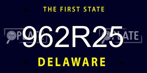 962R25 Delaware License Plate