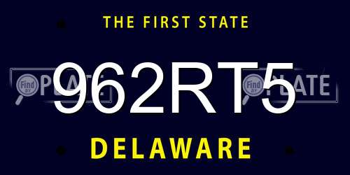 962RT5 Delaware License Plate