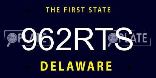 962RTS Delaware License Plate
