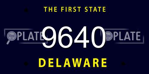 9640 Delaware License Plate