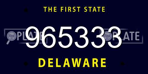 965333 Delaware License Plate