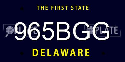 965BGG Delaware License Plate