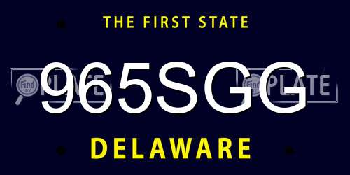 965SGG Delaware License Plate