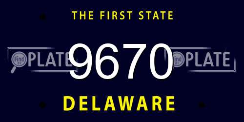 9670 Delaware License Plate